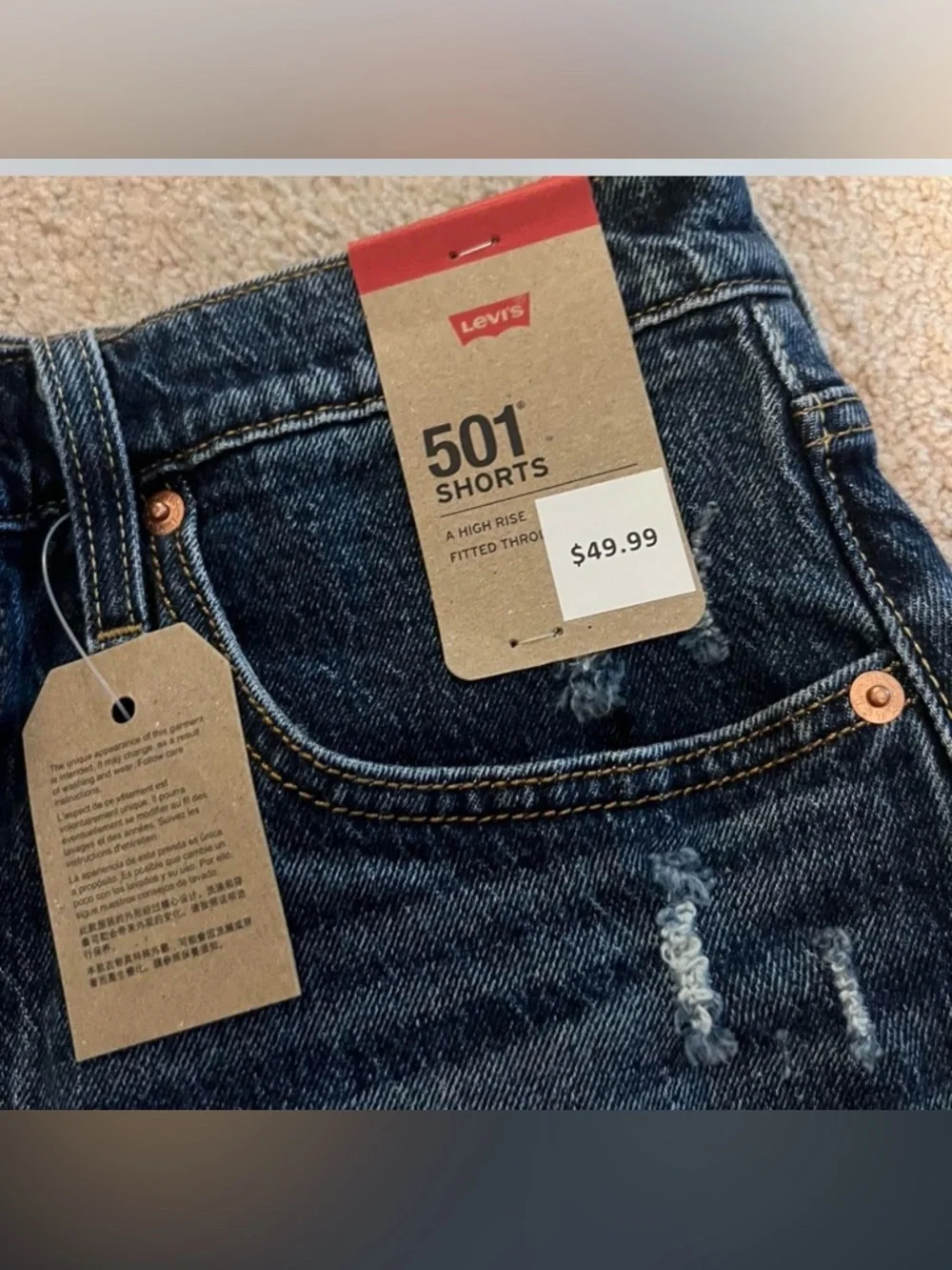 Levi's 501 Women's Dark Blue Denim Cutoff Shorts NWT - Picture 2 of 5